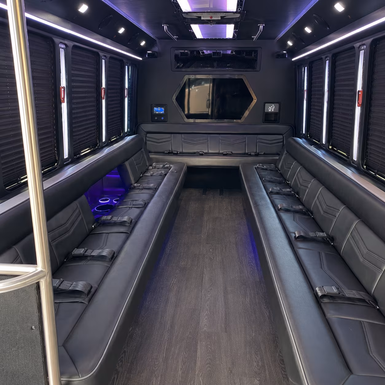 burbank 18 passenger party bus interior