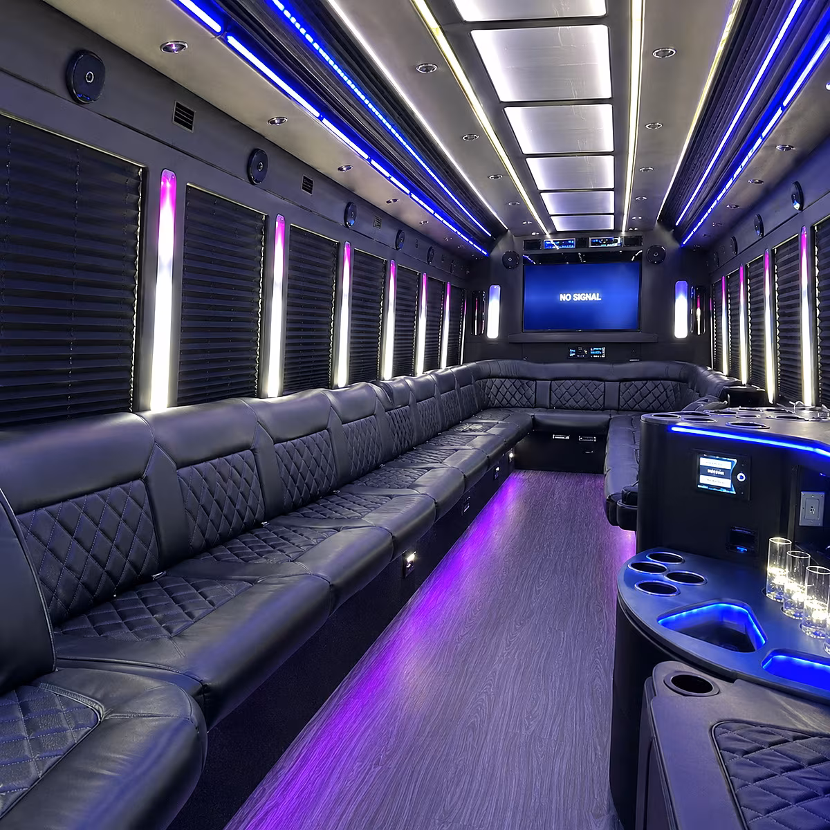 burbank 30 passenger party bus inside