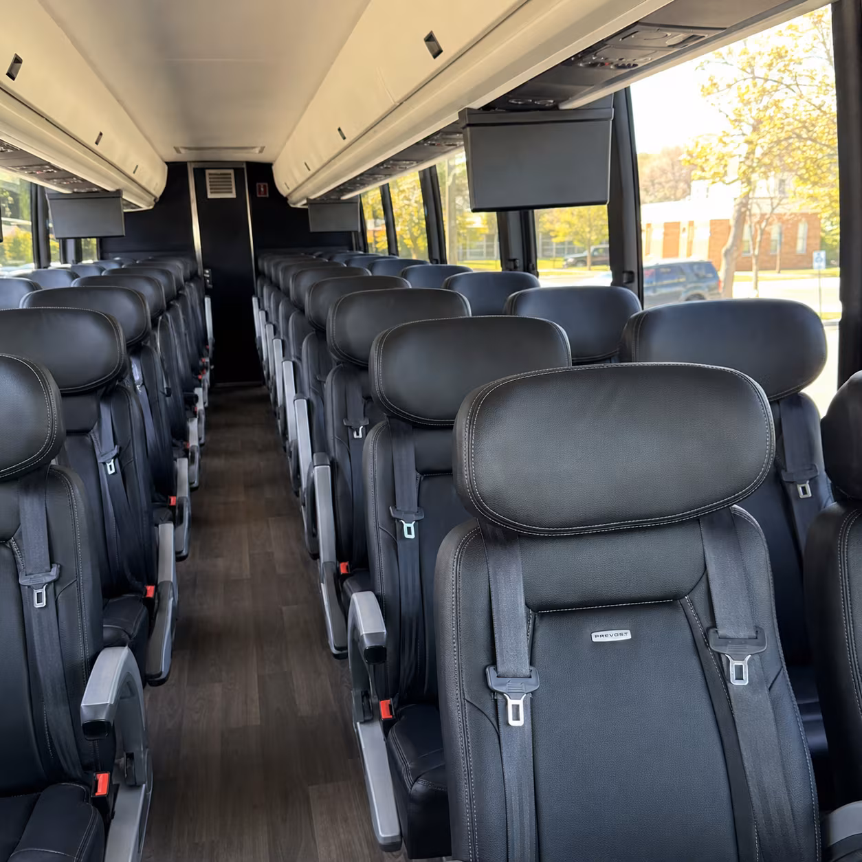 burbank 45 passenger charter bus inside