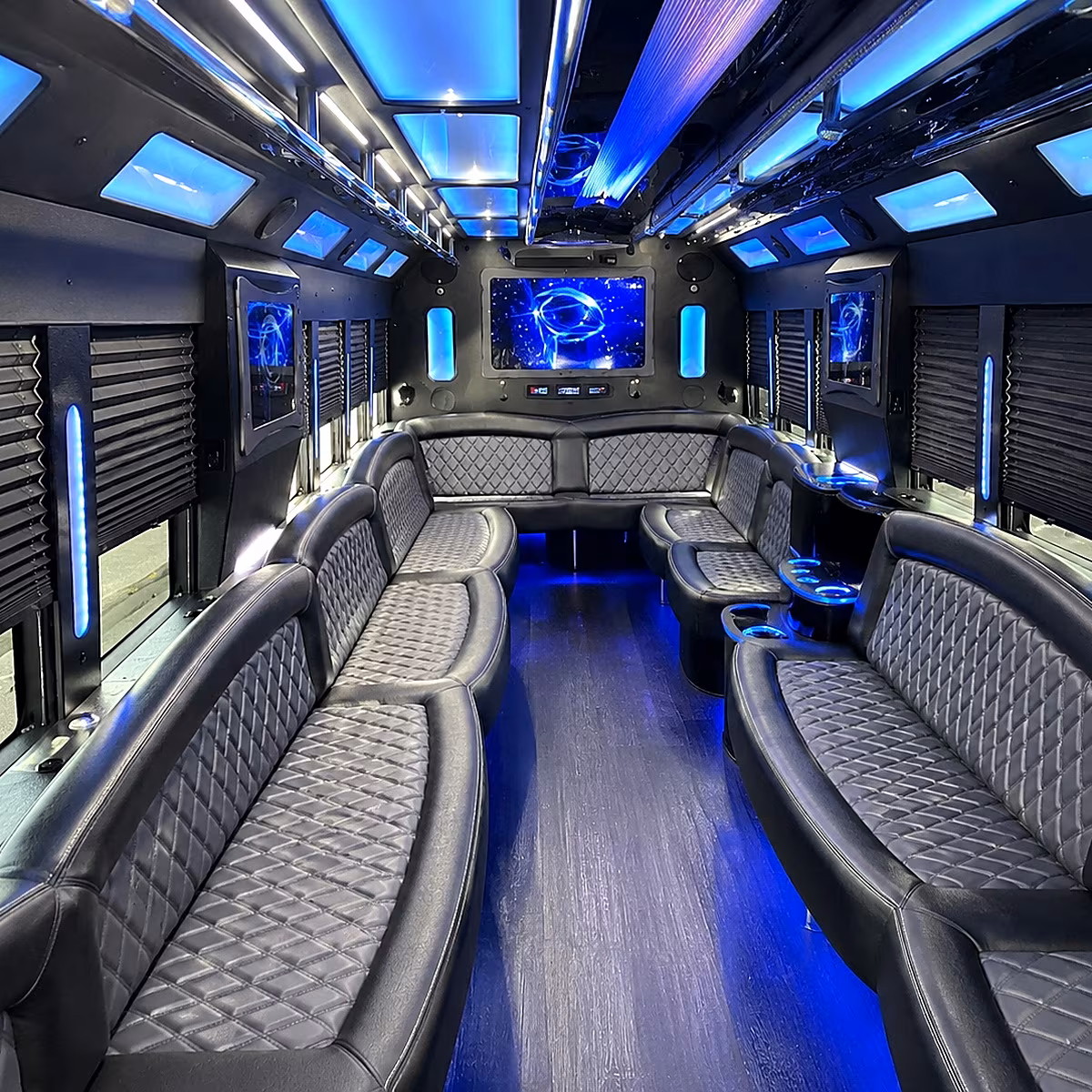 burbank 50 passenger party bus interior